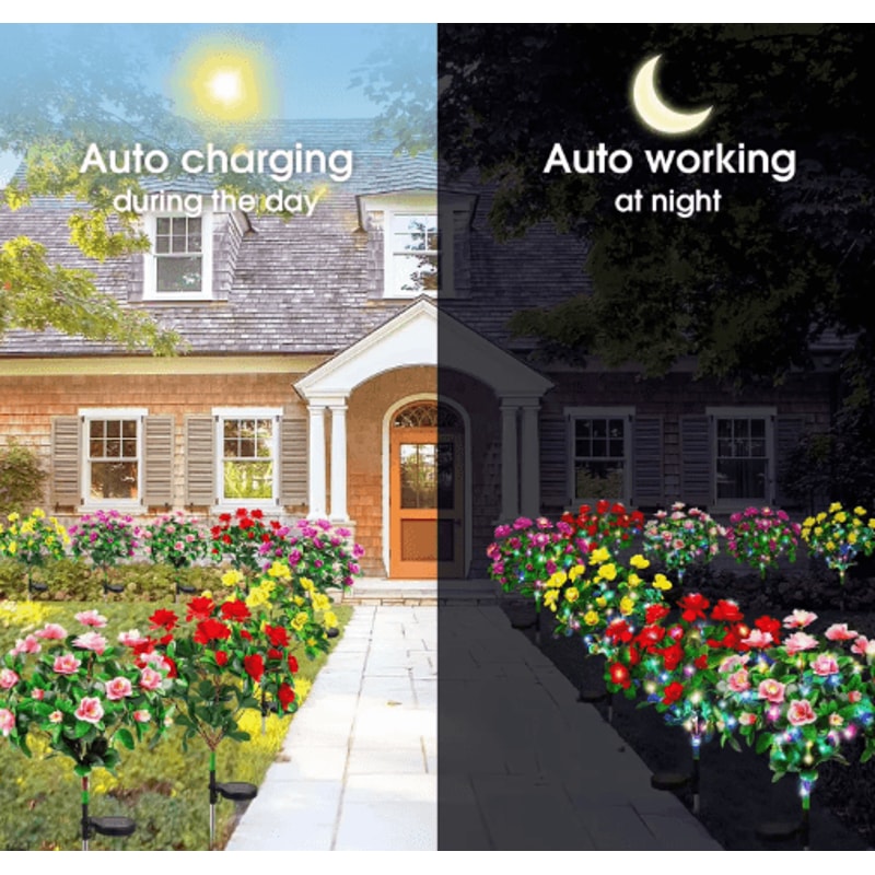 BloomGlow Solar Flower Garden Lights Waterproof LED Landscape Lights For Pathways Patio 8