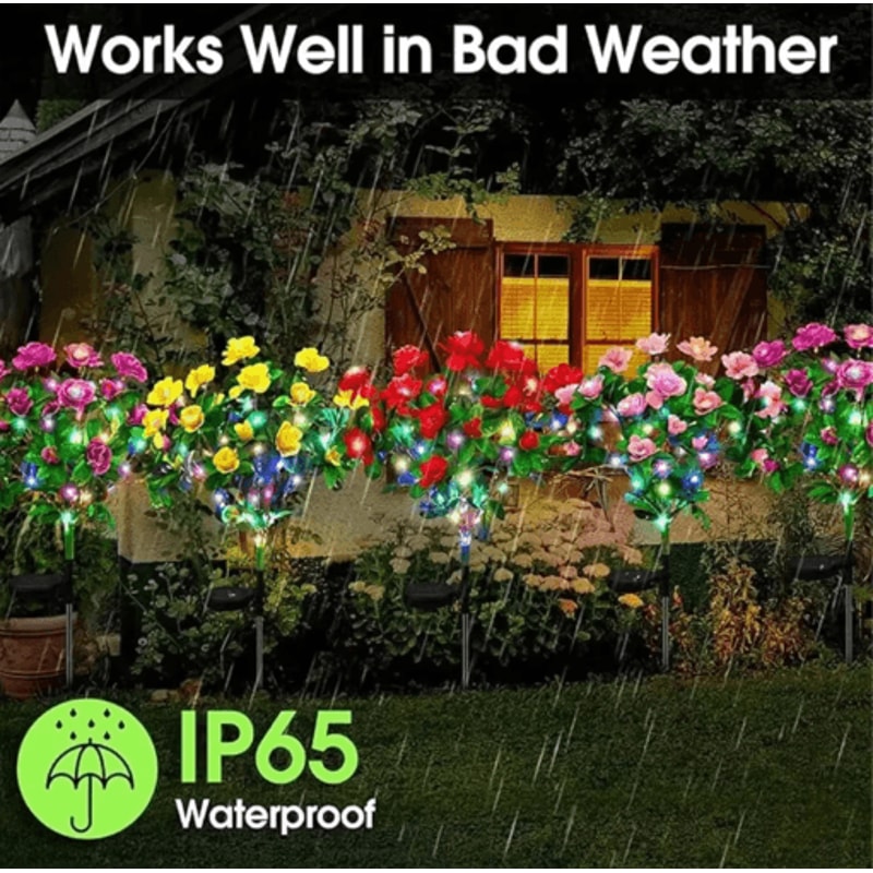 BloomGlow Solar Flower Garden Lights Waterproof LED Landscape Lights For Pathways Patio 9