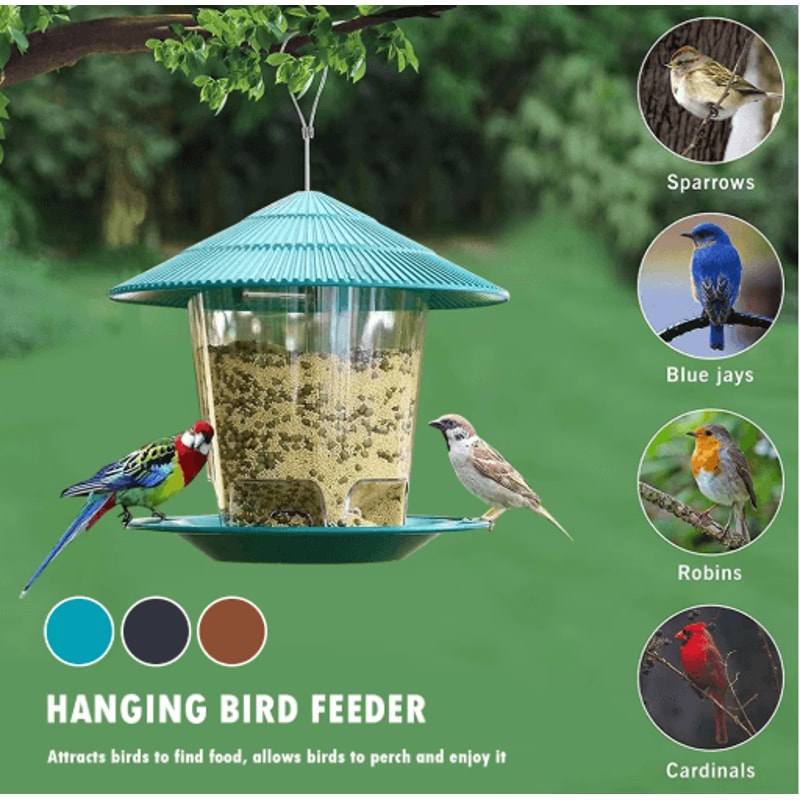 PerchSmart Automatic Bird Feeder Hanging Multi Hole Outdoor Bird Feeder Dispenser 8