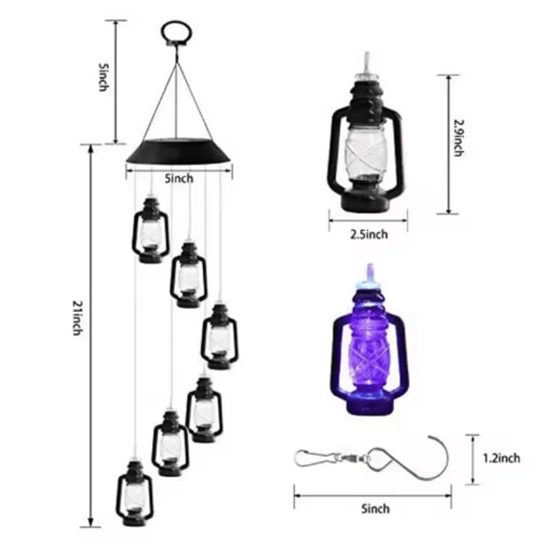 VintageGlow Solar Wind Chime Lantern Retro Hanging Garden Lantern With Solar Light 2
