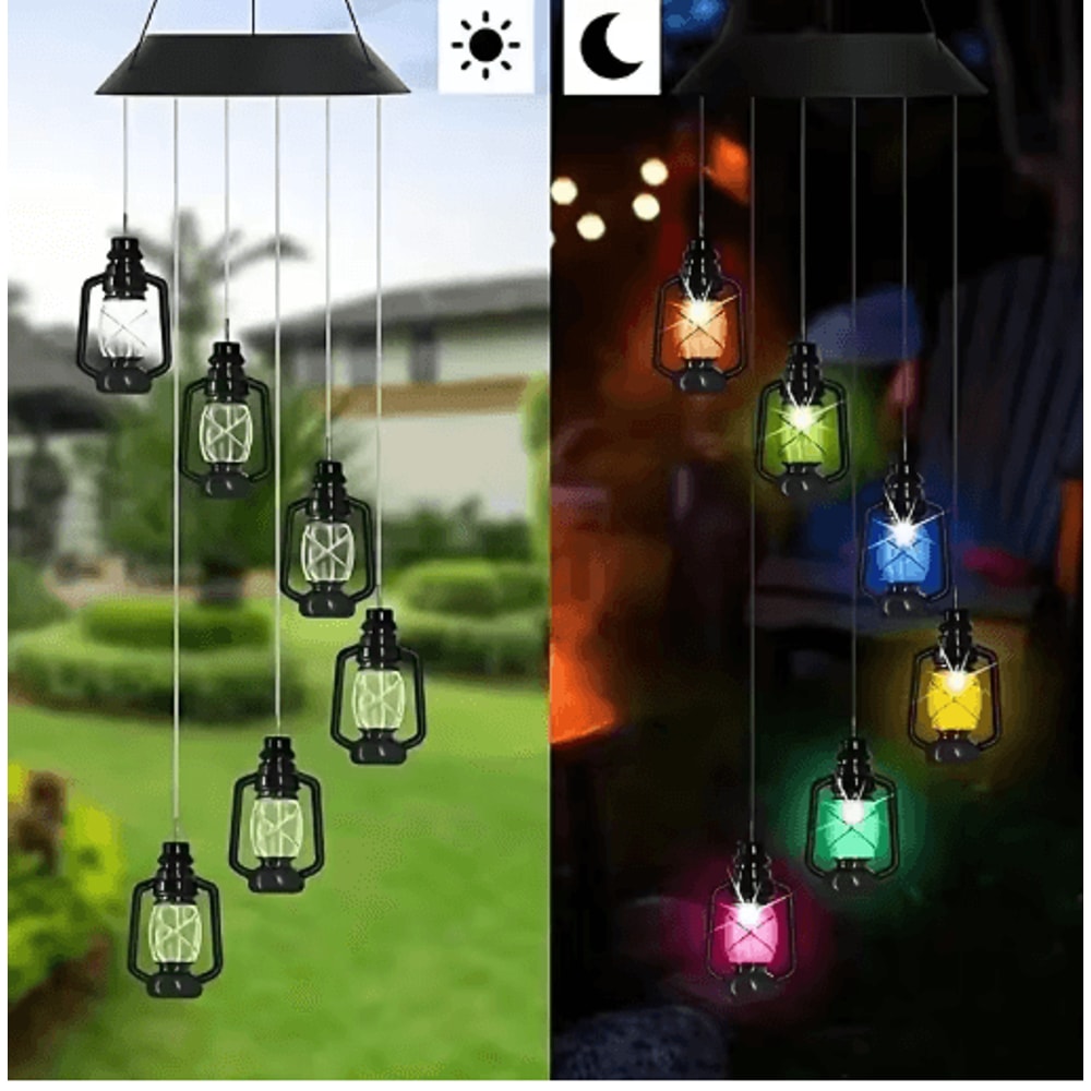 VintageGlow Solar Wind Chime Lantern Retro Hanging Garden Lantern With Solar Light 0