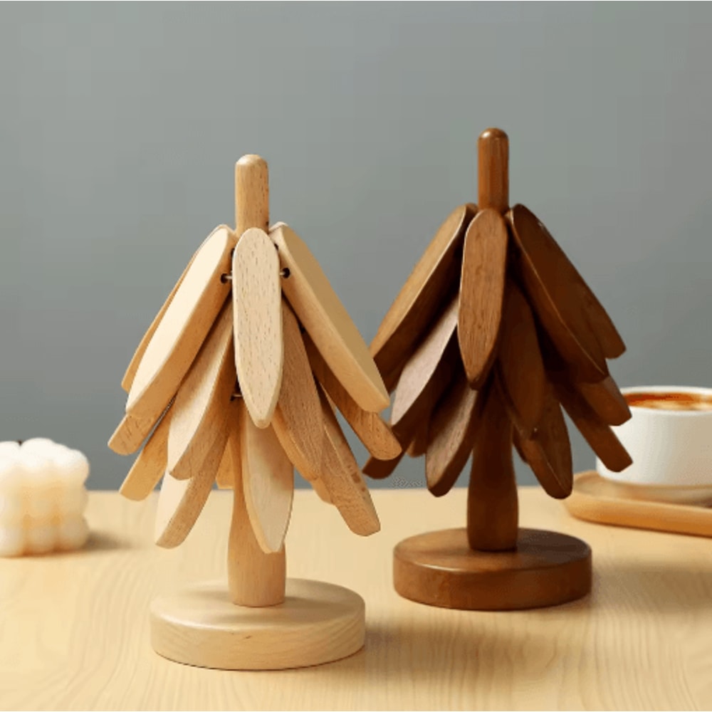 WalnutShield Wood Heat Resistant Trivet Premium Walnut Wood Table Mat AntiScald Pot Holder 0