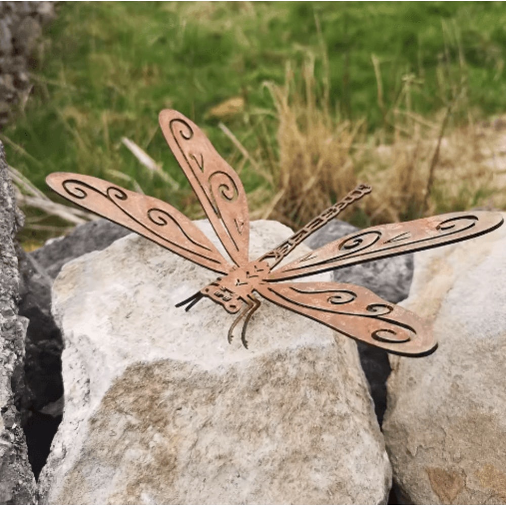 RustWing Metal Dragonfly Garden Decor Rustic Dragonfly Garden Sculpture For Outdoor Yard 2