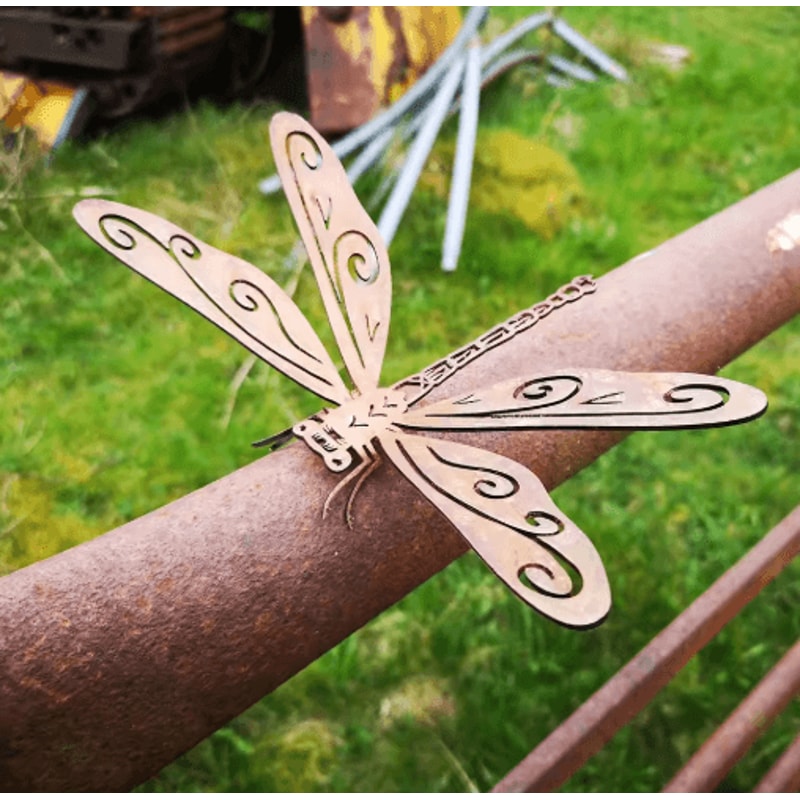 RustWing Metal Dragonfly Garden Decor Rustic Dragonfly Garden Sculpture For Outdoor Yard 3