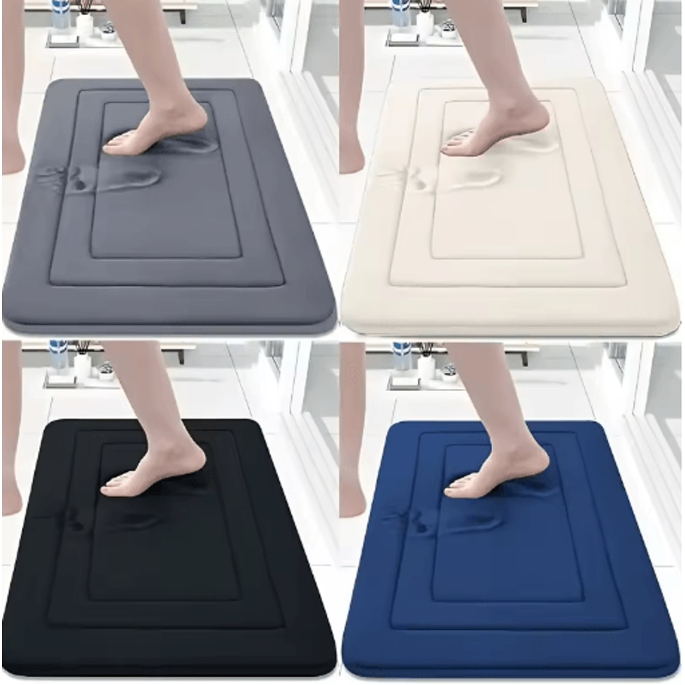 ComfortBloom Memory Foam Bath Mat Absorbent Floral NonSlip Kitchen Bathroom Rug 0