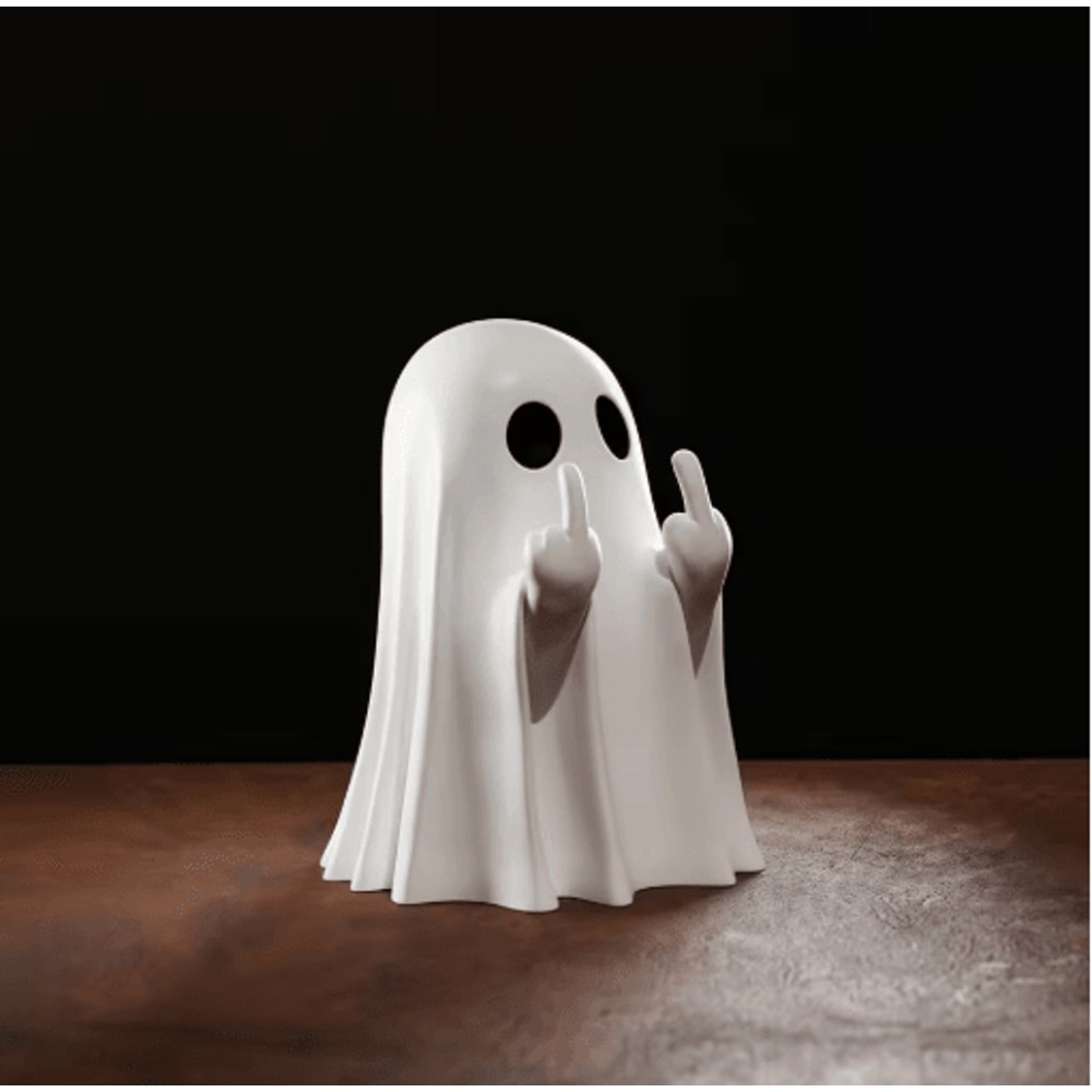 SpookySass Middle Finger Ghost Statue Cute Halloween Ghost Decor For Desk Table 2