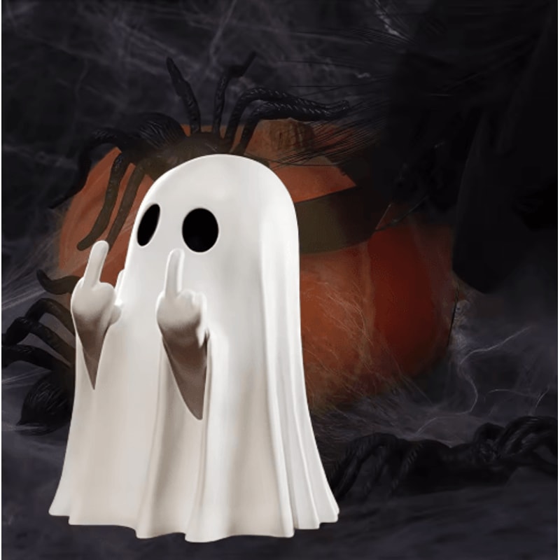 SpookySass Middle Finger Ghost Statue Cute Halloween Ghost Decor For Desk Table 4
