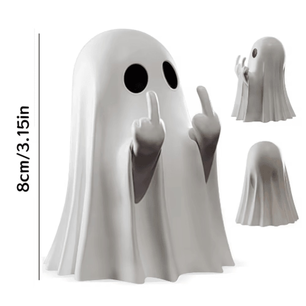 SpookySass Middle Finger Ghost Statue Cute Halloween Ghost Decor For Desk Table 0