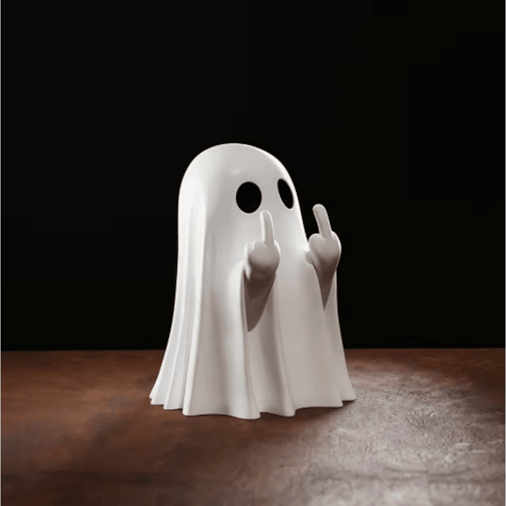 SpookySass Middle Finger Ghost Statue Cute Halloween Ghost Decor For Desk Table 6