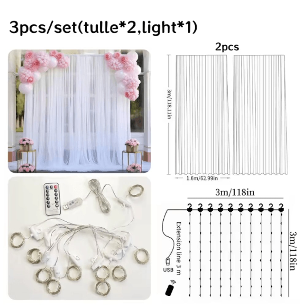 Dream Drape 3x3m Tulle Backdrop Curtains Elegant Wedding And Party Photography Backdrop With Option 8