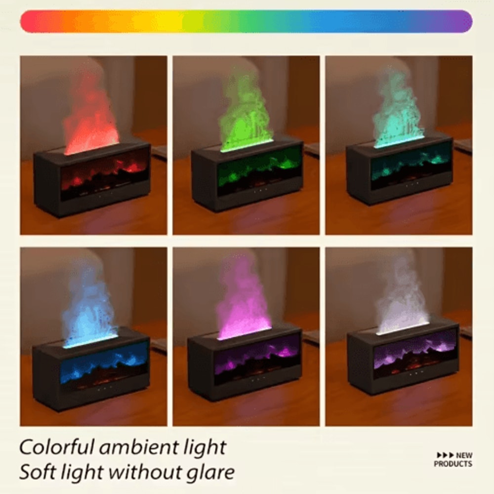 FlameMist USB Fireplace Humidifier Diffuser LED Flame Aroma Diffuser With Remote Control And Timer 4