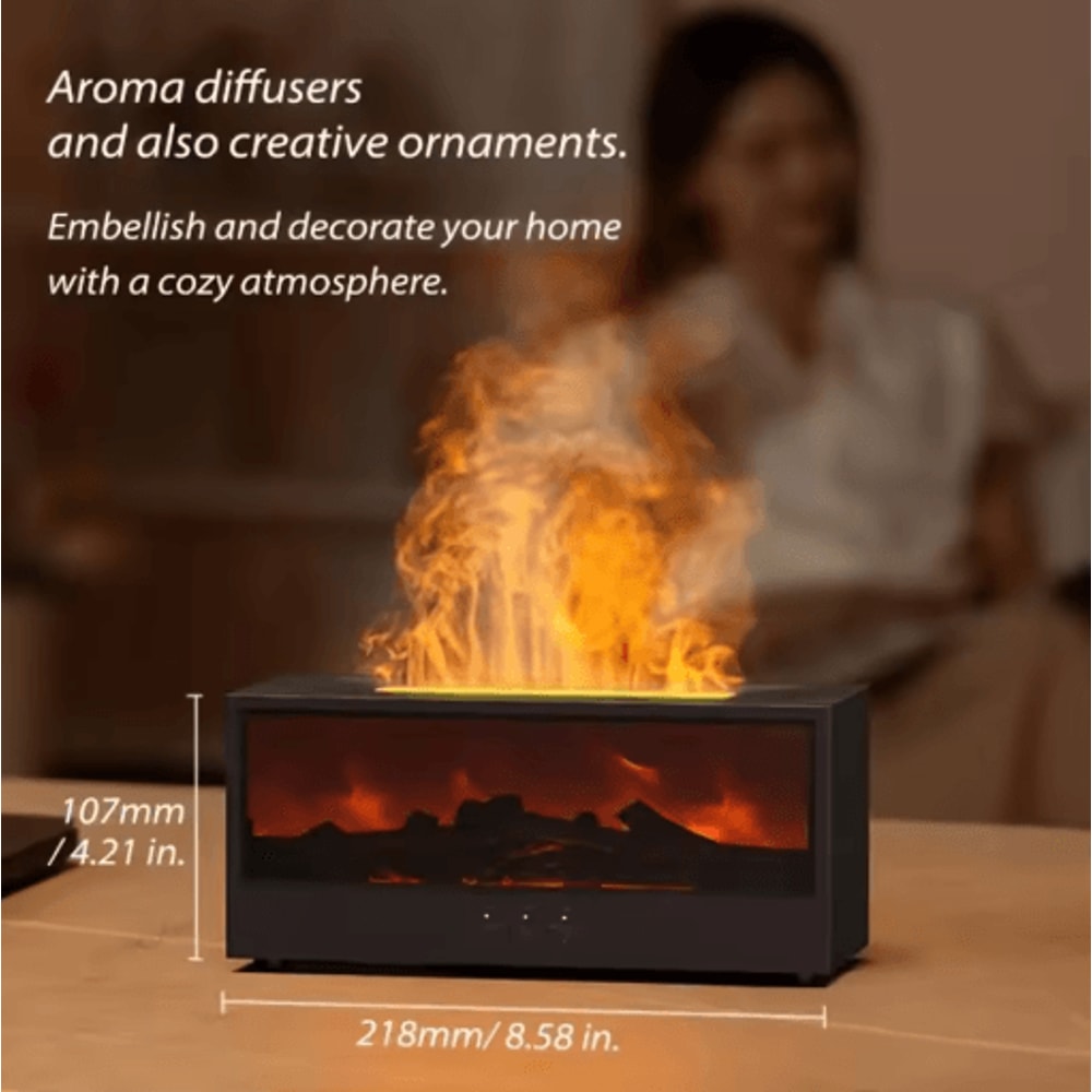 FlameMist USB Fireplace Humidifier Diffuser LED Flame Aroma Diffuser With Remote Control And Timer 7