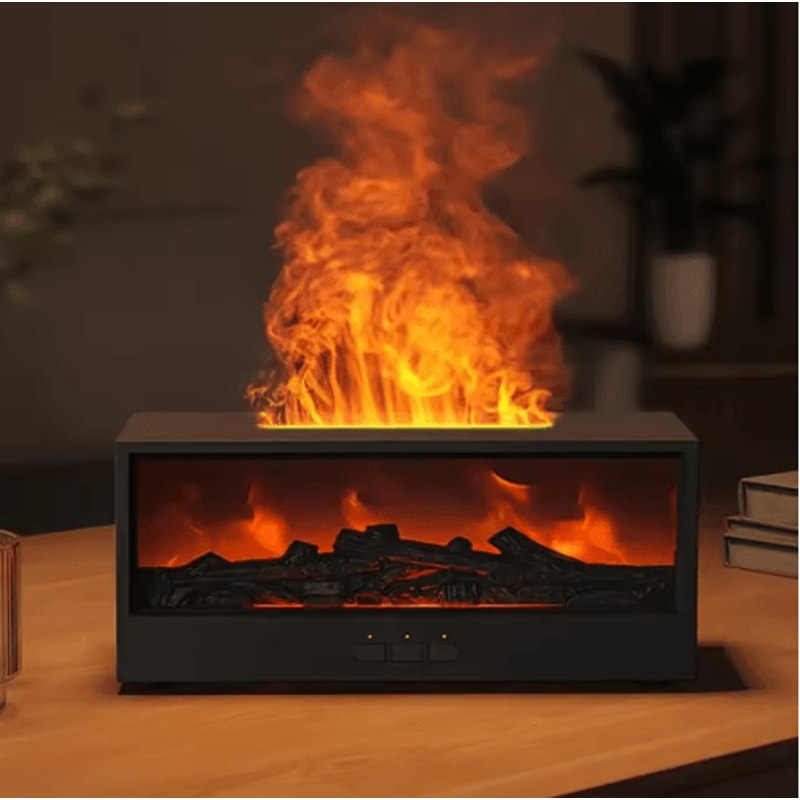 FlameMist USB Fireplace Humidifier Diffuser LED Flame Aroma Diffuser With Remote Control And Timer 0