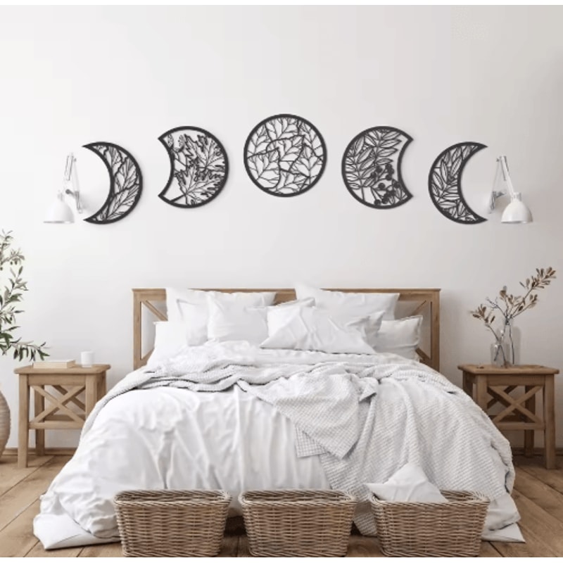 LunaCraft Wooden Moon Phase Wall Art Nordic Celestial Hanging Decor For Living Room Bedroom 3