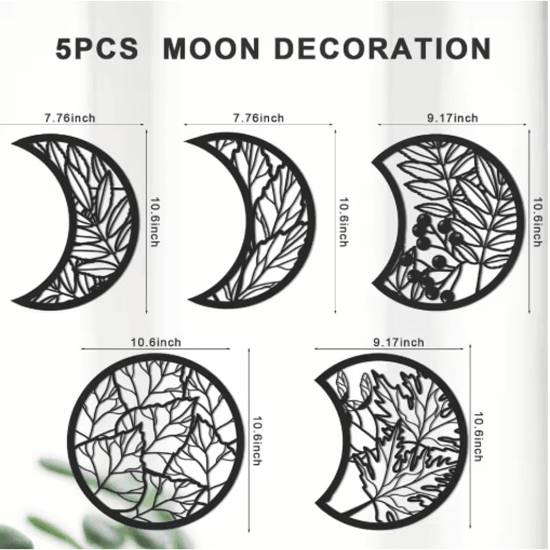 LunaCraft Wooden Moon Phase Wall Art Nordic Celestial Hanging Decor For Living Room Bedroom 5