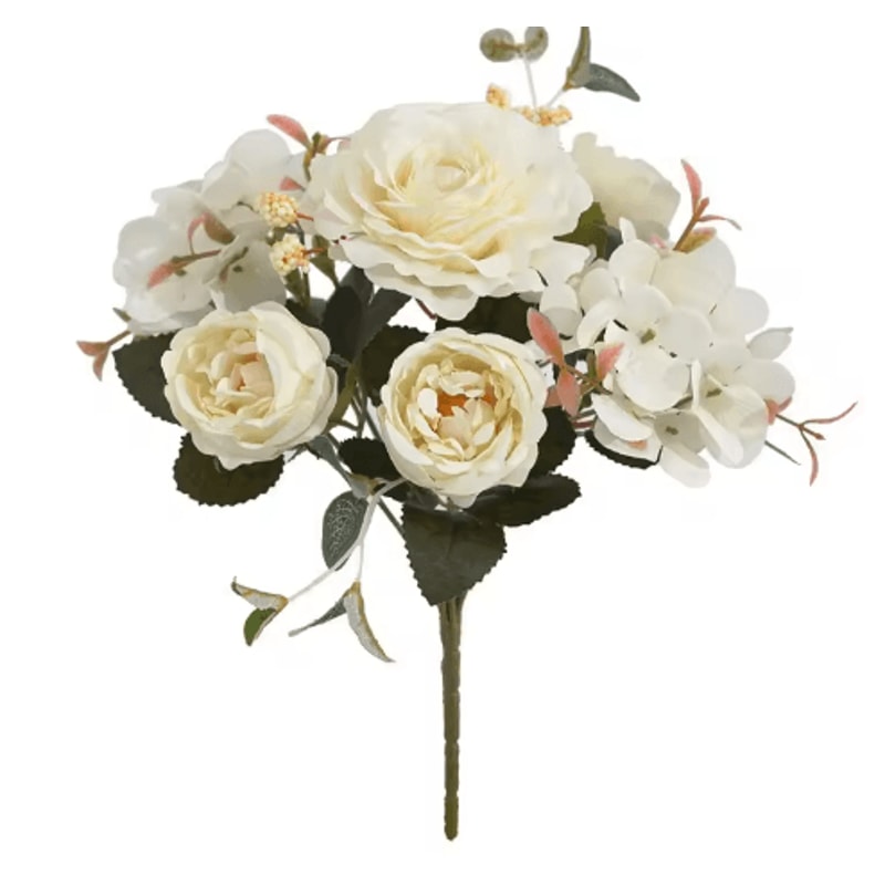 VintageBloom Silk Rose Bouquet Retro Peony Hydrangea Artificial Bridal Flower Arrangement 6