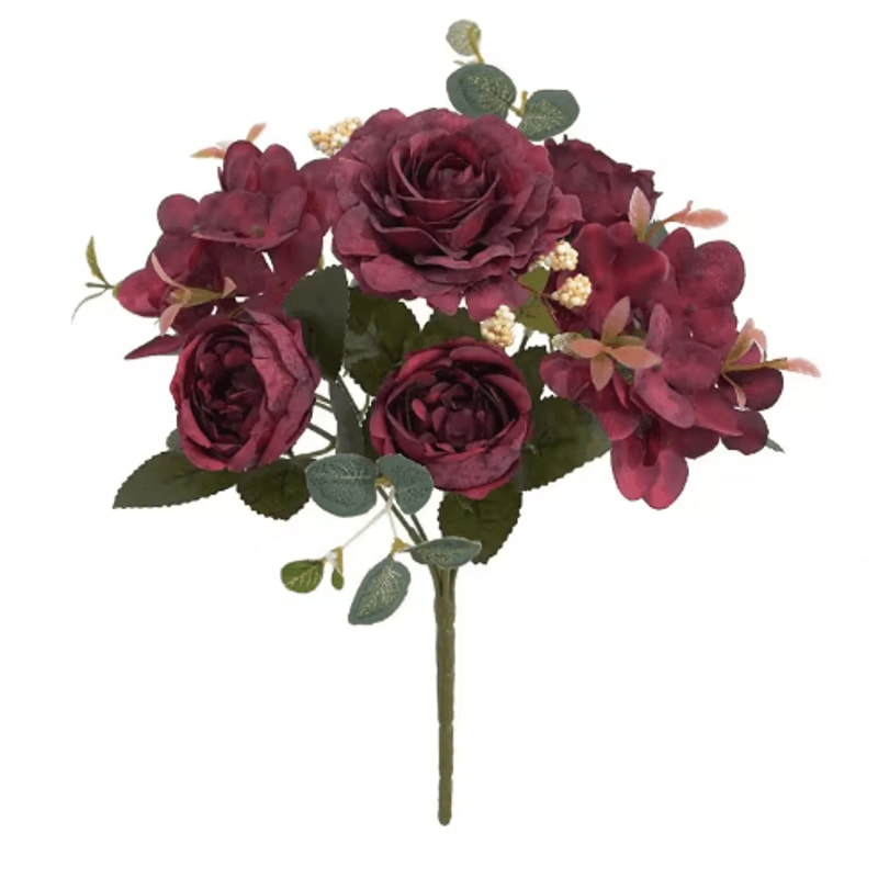 VintageBloom Silk Rose Bouquet Retro Peony Hydrangea Artificial Bridal Flower Arrangement 7