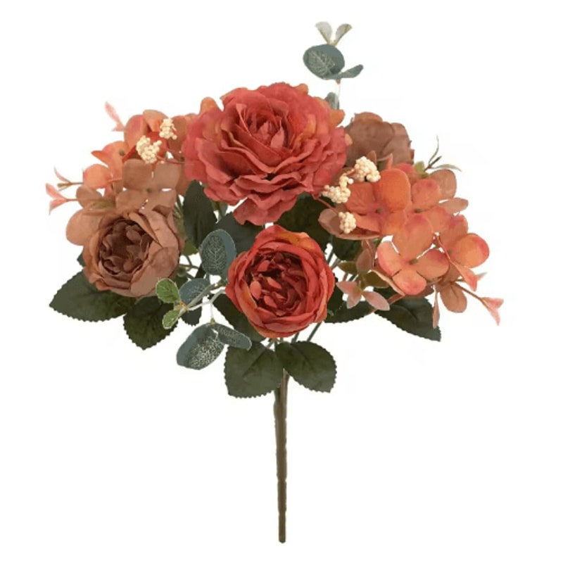 VintageBloom Silk Rose Bouquet Retro Peony Hydrangea Artificial Bridal Flower Arrangement 8