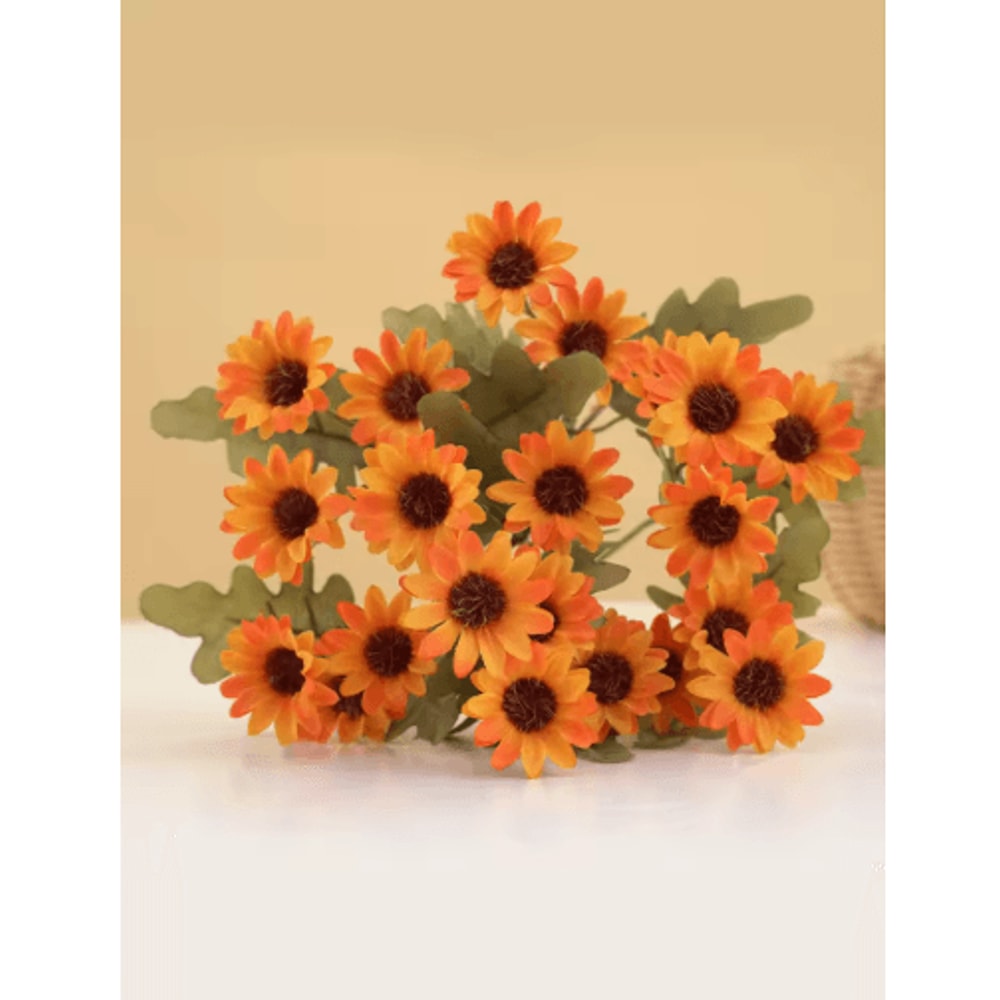 AutumnBloom 21Head Silk Daisy Bouquet Artificial Floral Decor For Home Wedding 2