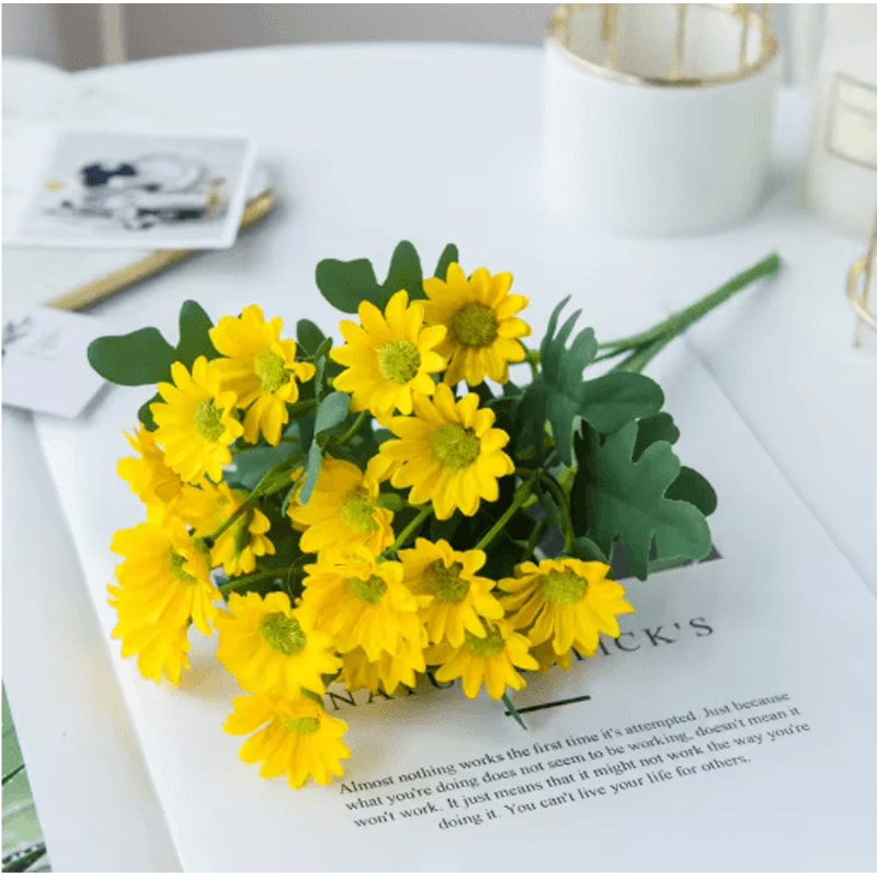 AutumnBloom 21Head Silk Daisy Bouquet Artificial Floral Decor For Home Wedding 4