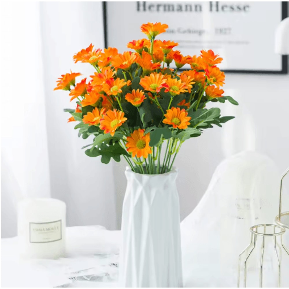 AutumnBloom 21Head Silk Daisy Bouquet Artificial Floral Decor For Home Wedding 0