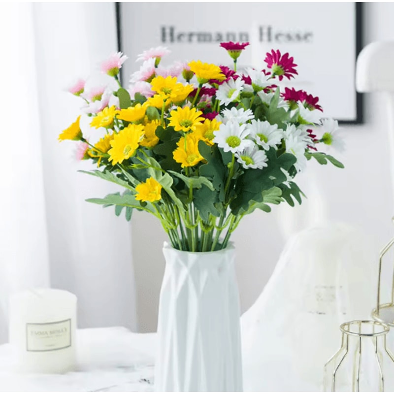 AutumnBloom 21Head Silk Daisy Bouquet Artificial Floral Decor For Home Wedding 15