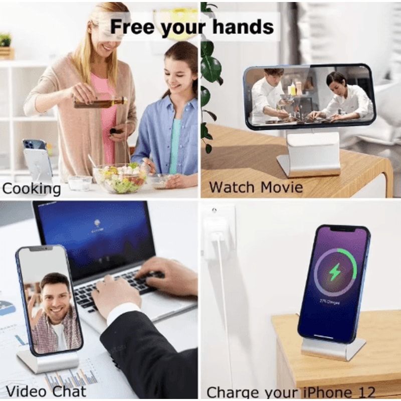 MagDock Aluminum MagSafe Phone Stand Desk Holder Dock For IPhone 1615141312 Series 5