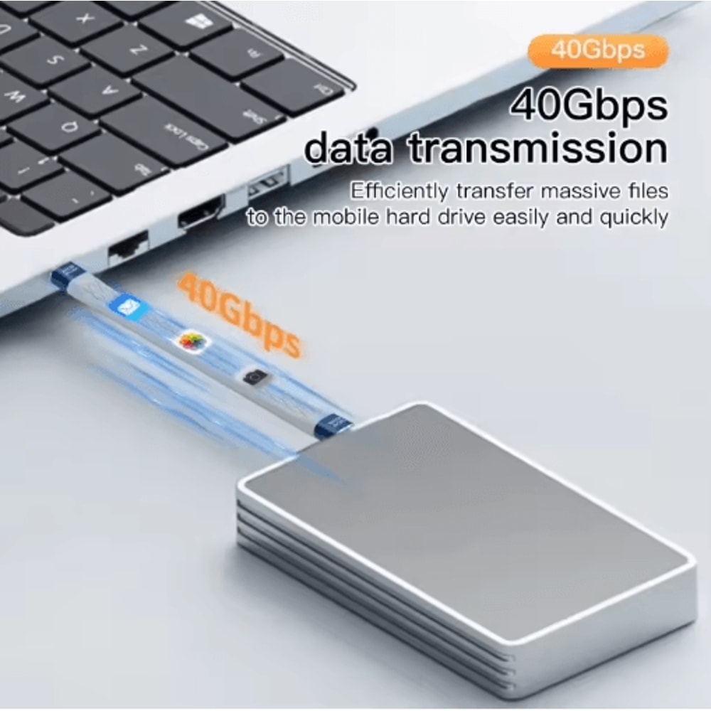 UltraSpeed 240W USBC Cable 40Gbps Fast Charging 8K Data Transfer Flat TypeC Cord 5