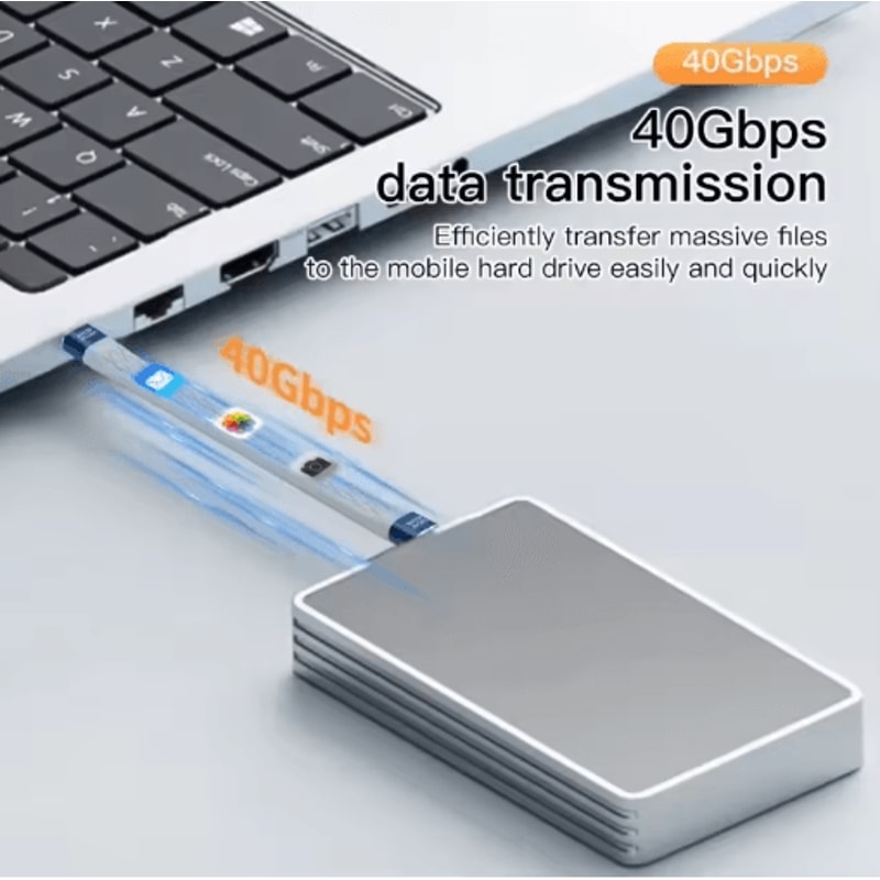 UltraSpeed 240W USBC Cable 40Gbps Fast Charging 8K Data Transfer Flat TypeC Cord 5