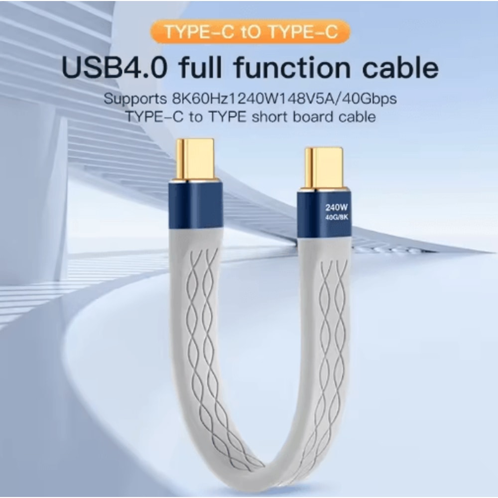 UltraSpeed 240W USBC Cable 40Gbps Fast Charging 8K Data Transfer Flat TypeC Cord 0