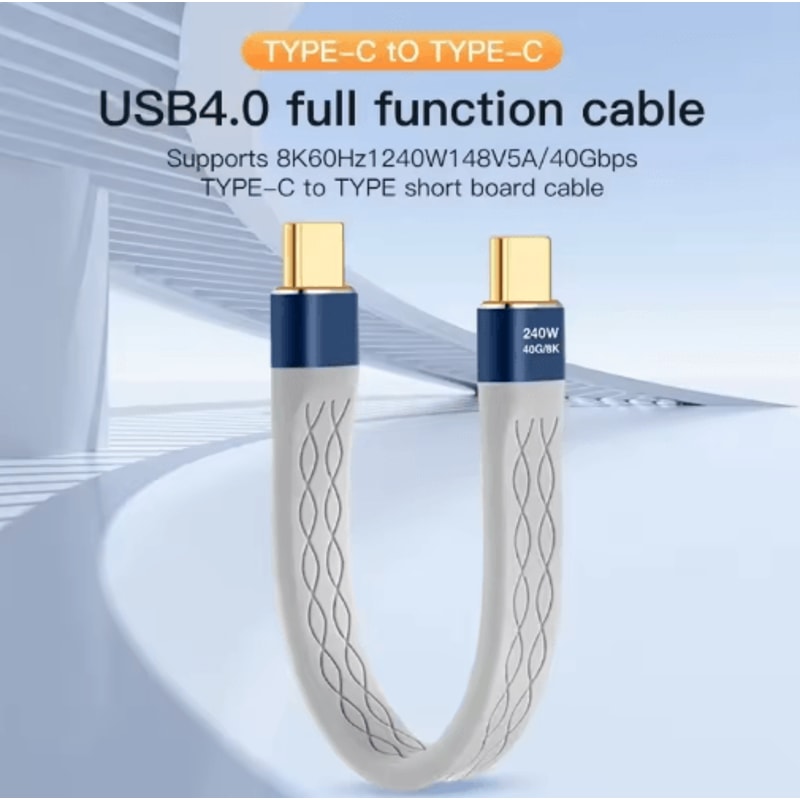 UltraSpeed 240W USBC Cable 40Gbps Fast Charging 8K Data Transfer Flat TypeC Cord 0
