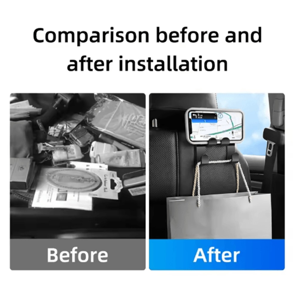 RideView Car Back Seat Phone Holder Headrest Hook Mount Rear Seat Stand For Smartphones 3