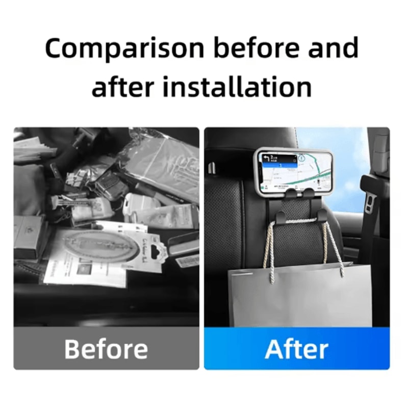 RideView Car Back Seat Phone Holder Headrest Hook Mount Rear Seat Stand For Smartphones 3