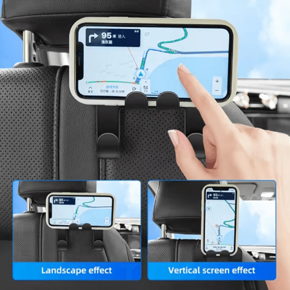 RideView Car Back Seat Phone Holder Headrest Hook Mount Rear Seat Stand For Smartphones 7