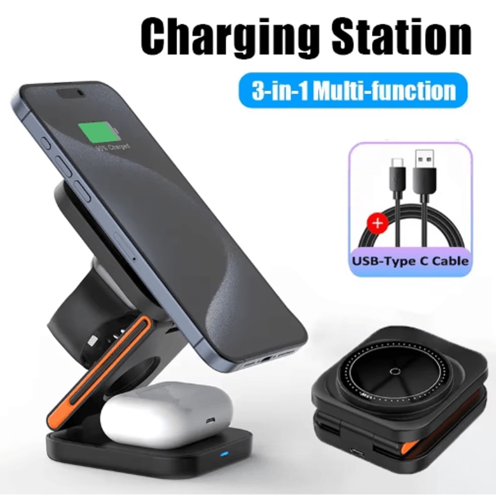PowerFold 3in1 MagSafe Charging Station Foldable Wireless Charger For IPhone Apple Watch AirPods 0