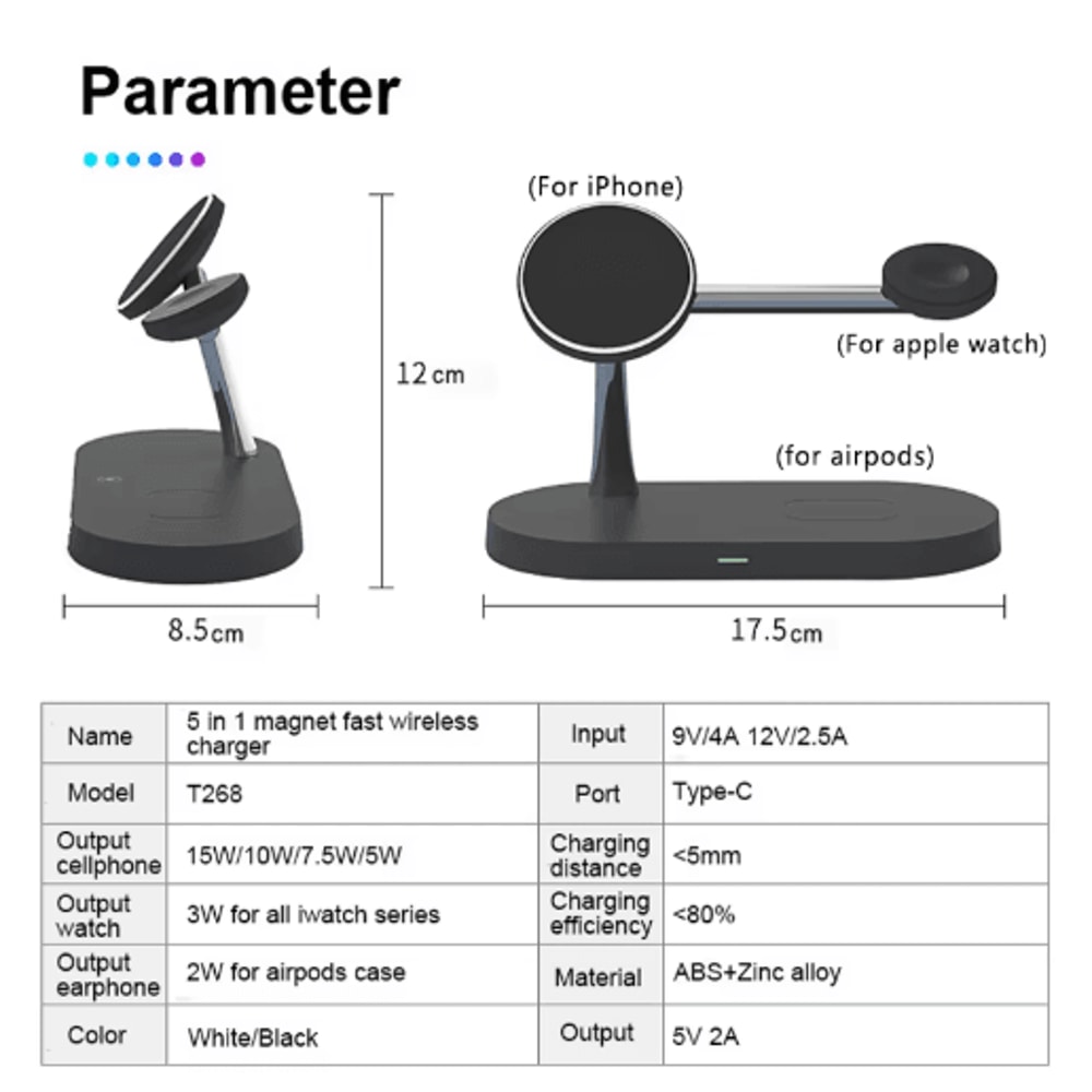 PowerNest 3in1 Wireless Charging Stand Fast Charging Station For IPhone Apple Watch AirPods 7