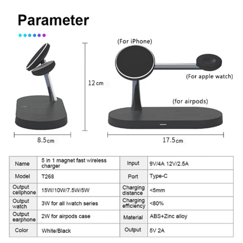 PowerNest 3in1 Wireless Charging Stand Fast Charging Station For IPhone Apple Watch AirPods 7