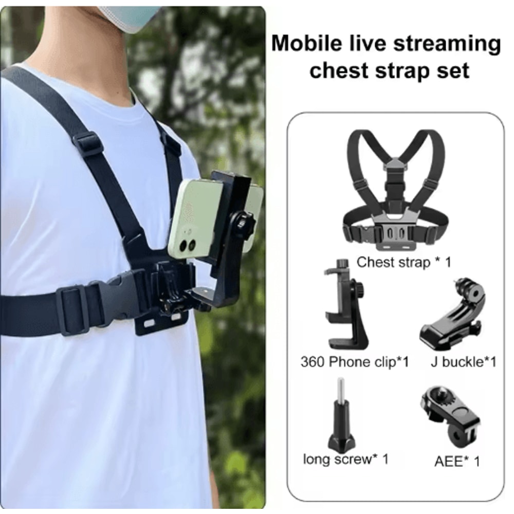 ActionView 5in1 Phone Chest Mount Holder HandsFree POV Recording Strap For Smartphones 2