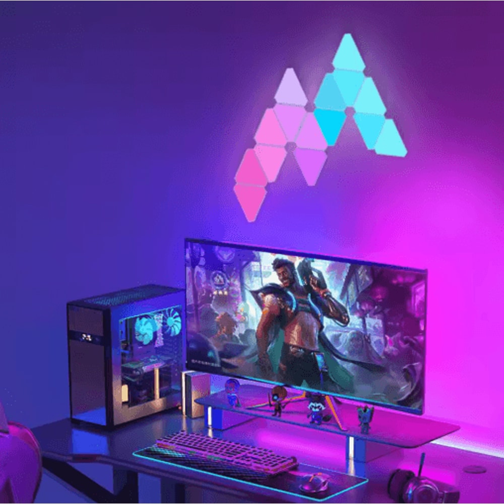 QuantumGlow Smart Triangle LED Wall Lights Modular RGB Gaming Bedroom Atmosphere Lamp 1