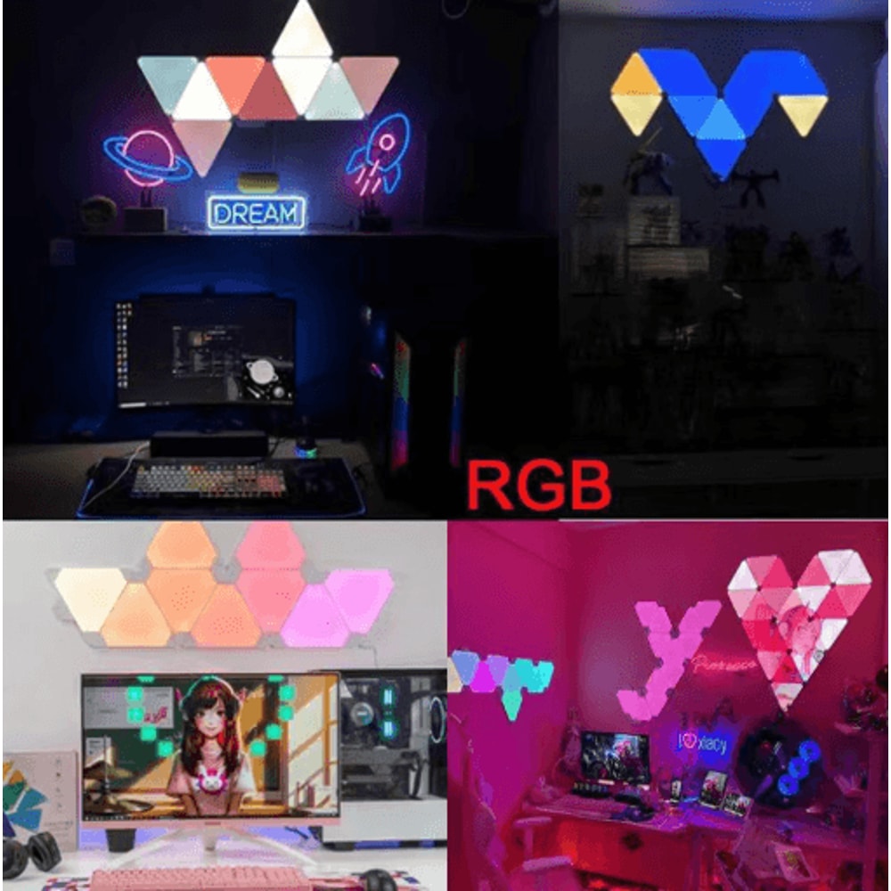 QuantumGlow Smart Triangle LED Wall Lights Modular RGB Gaming Bedroom Atmosphere Lamp 2