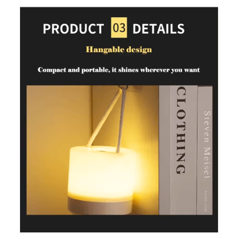 GlowEase USB Rechargeable Desk Lamp Touch Control 3Color Dimmable Portable Night Light 4