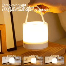 glowease usb rechargeable desk lamp – touch control 3-color dimmable portable night light