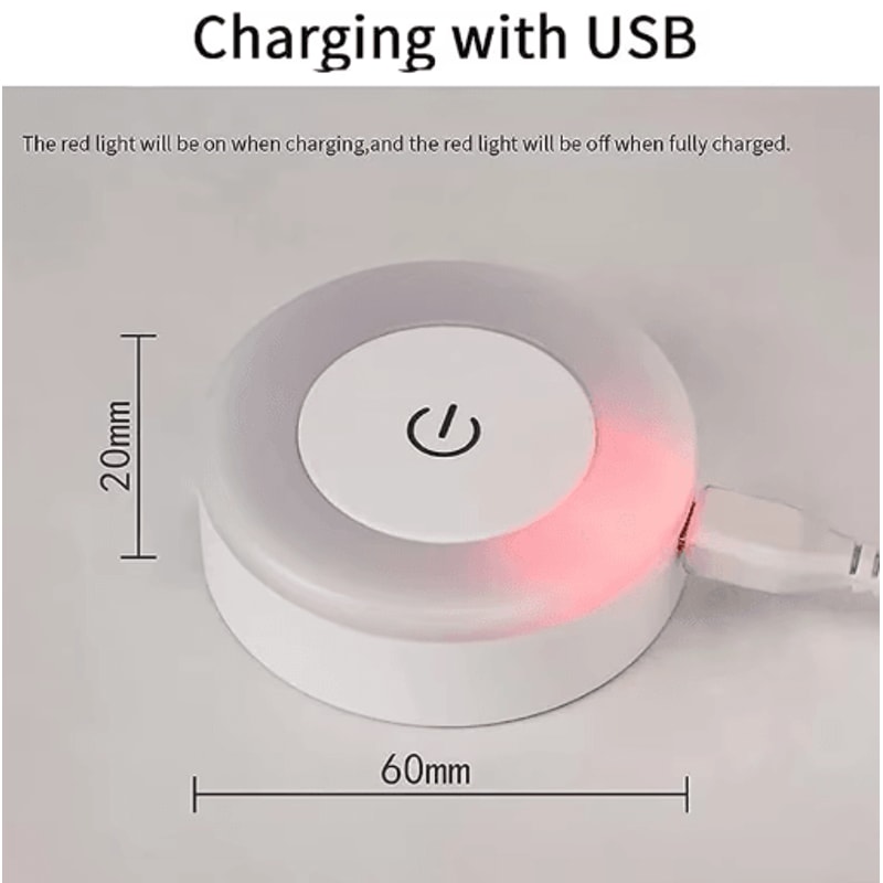 Portable LED Night Light USB Rechargeable Bedside Ambient Lamp 6
