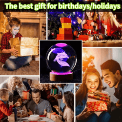 3d axolotl crystal ball night light – laser engraved decorative led lamp