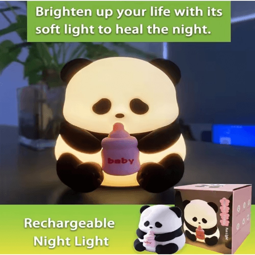 Cute Silicone Panda Night Light Rechargeable Kawaii Animal LED Lamp 2
