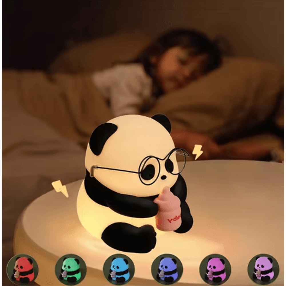 Cute Silicone Panda Night Light Rechargeable Kawaii Animal LED Lamp 0