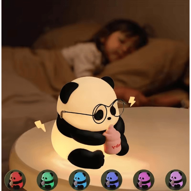 Cute Silicone Panda Night Light Rechargeable Kawaii Animal LED Lamp 0