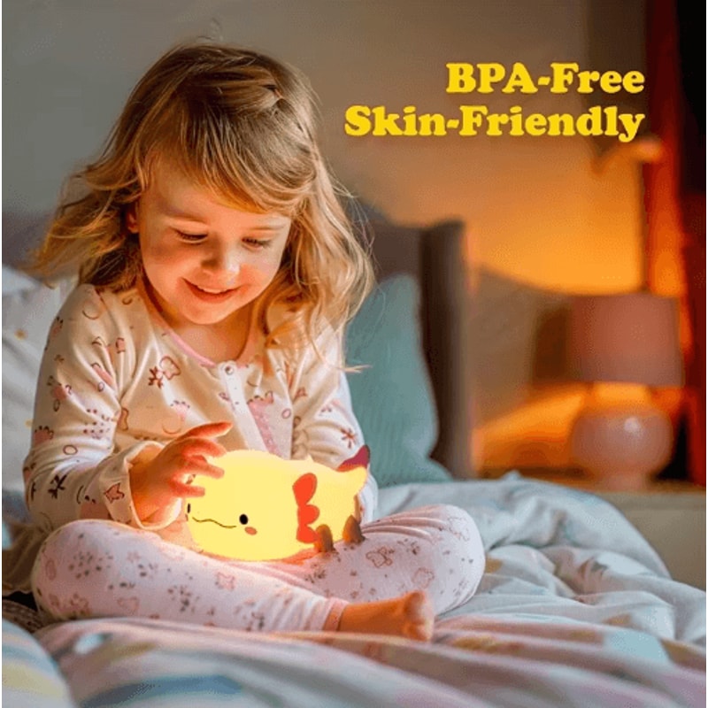 Cute Axolotl Silicone Night Light Touch Control Rechargeable Nursery Lamp 5