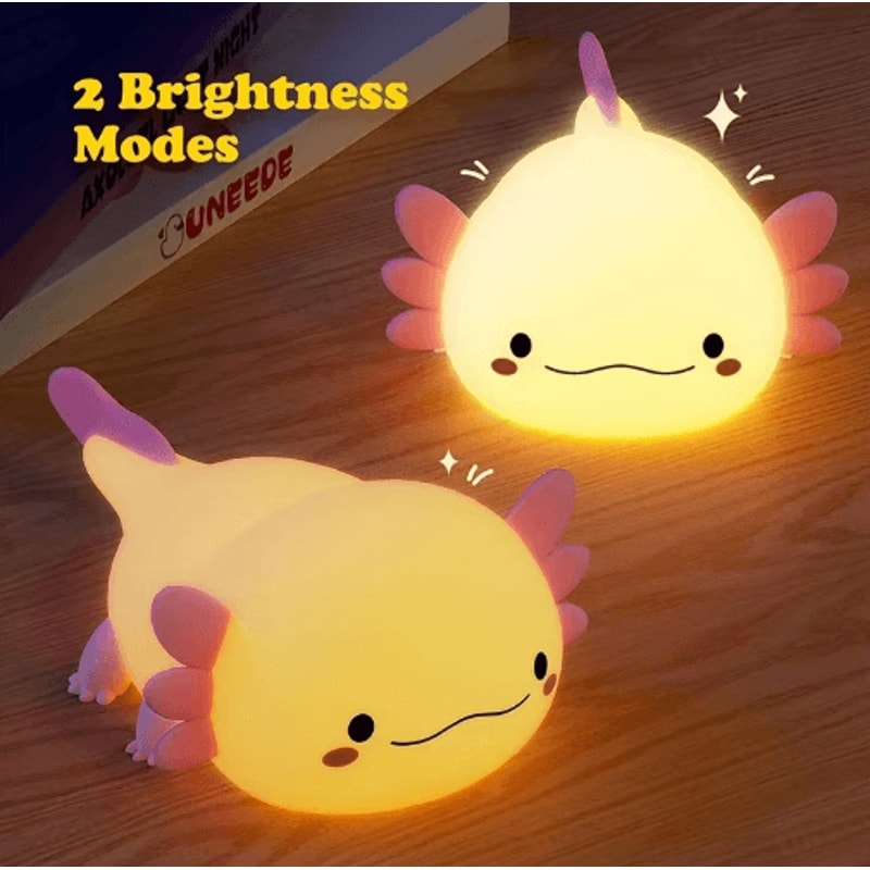 Cute Axolotl Silicone Night Light Touch Control Rechargeable Nursery Lamp 6