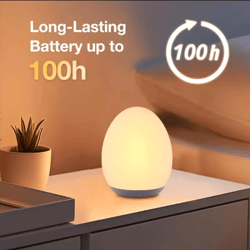 portable rgb egg shape night light – usb rechargeable touch dimmable ambient lamp